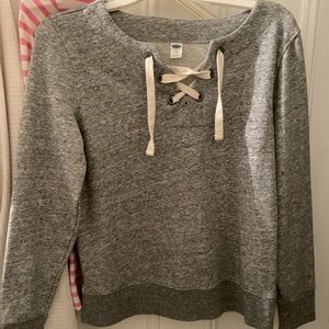 Grey tie up sweatshirt